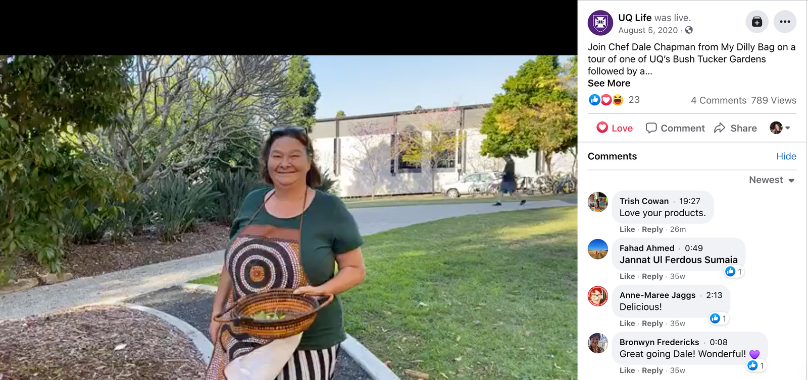 University of Queensland Facebook Live Video: Bush Tucker Garden Tour