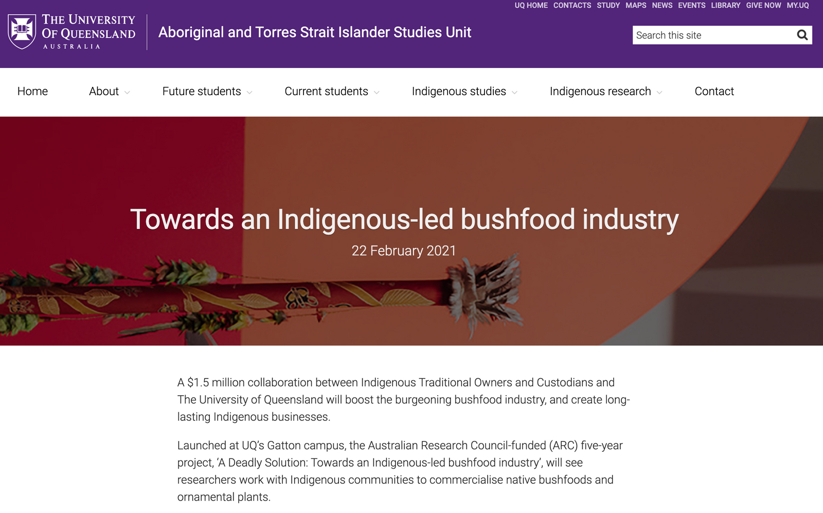University of QLD: $1.5M, 5yr project, to boost Indigenous-led bushfood industry
