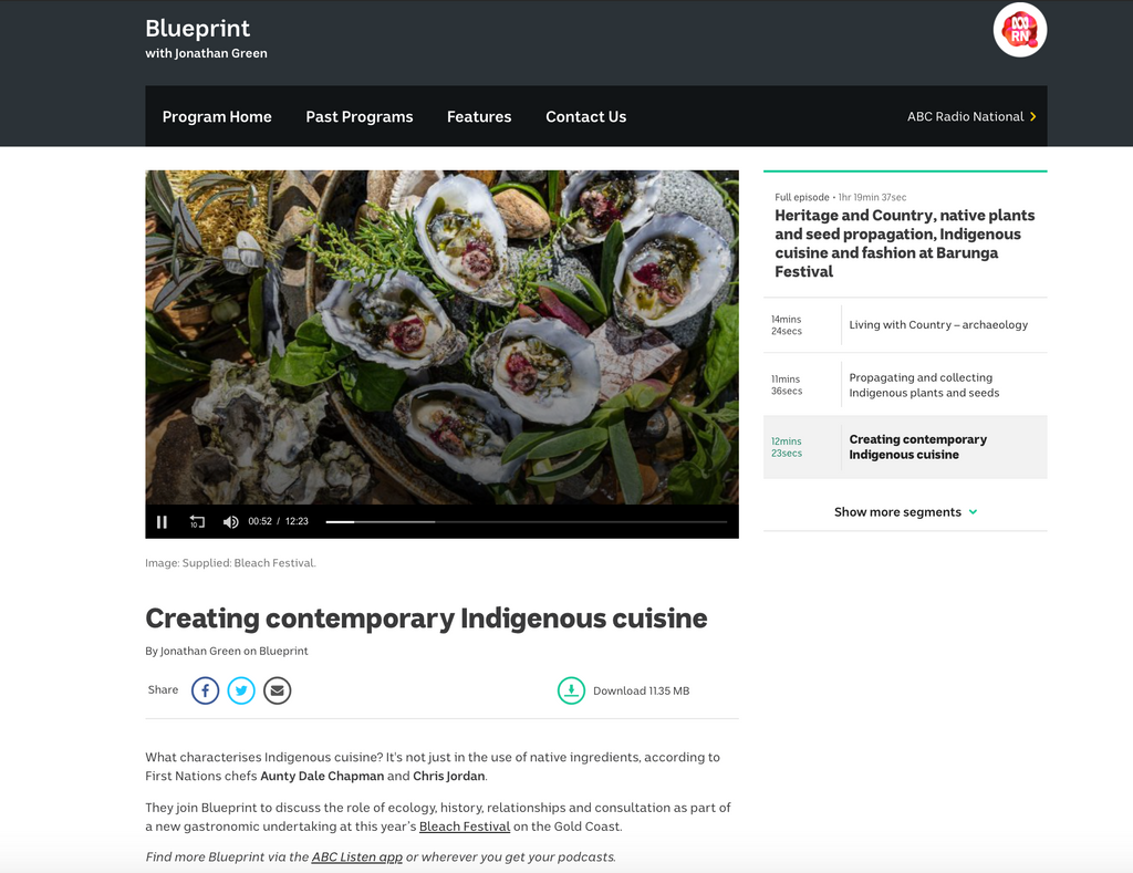 ABC Radio - Creating contemporary Indigenous Cuisine