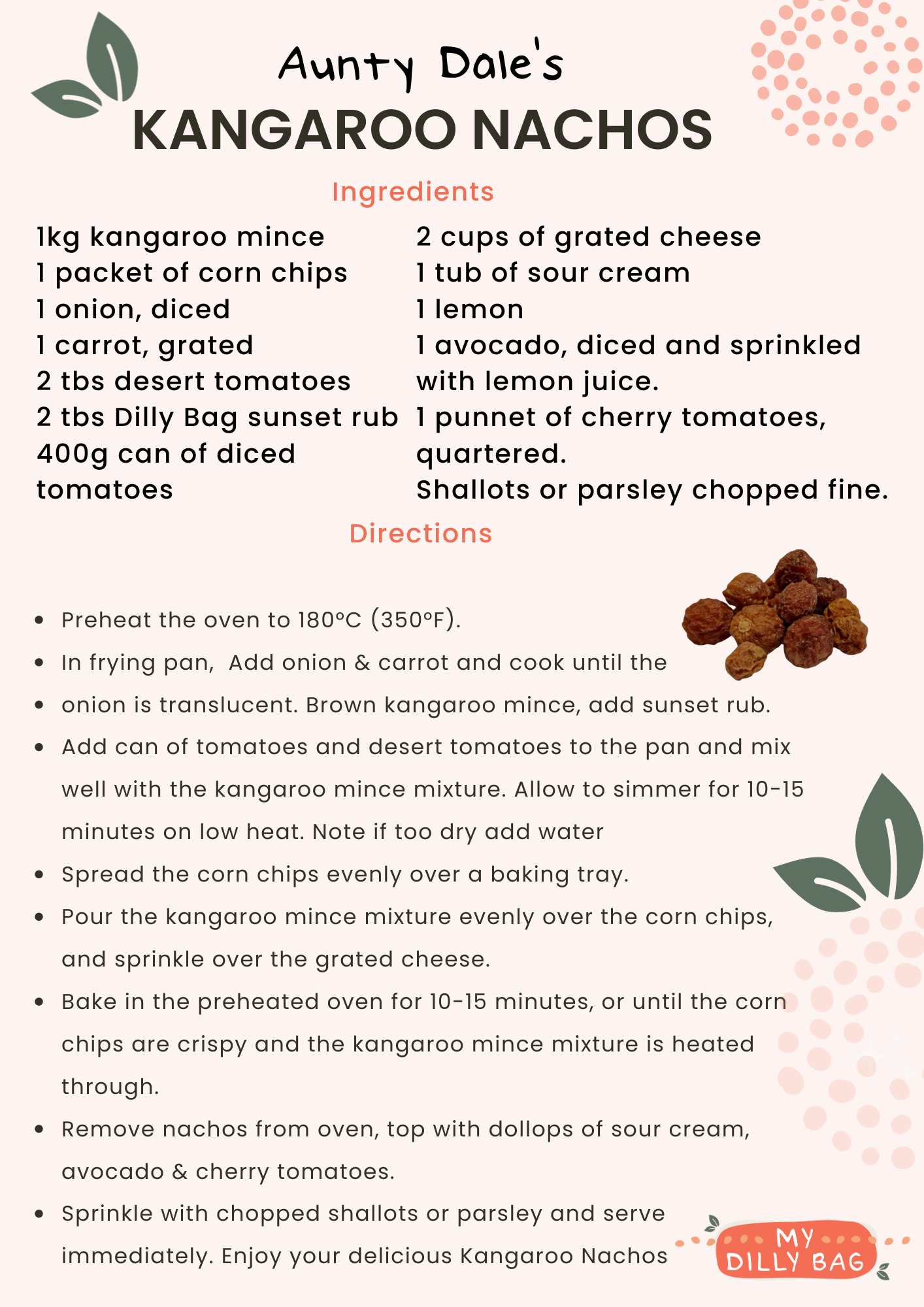 RECIPE BUNDLE -  Aunty Dale&#39;s Famous Kangaroo Nachos