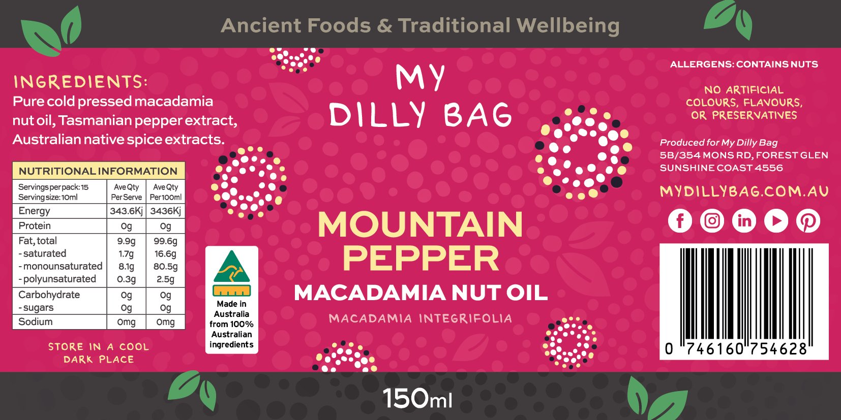 Mountain Pepper &amp; Macadamia Oil + Earth Spice Dukkah