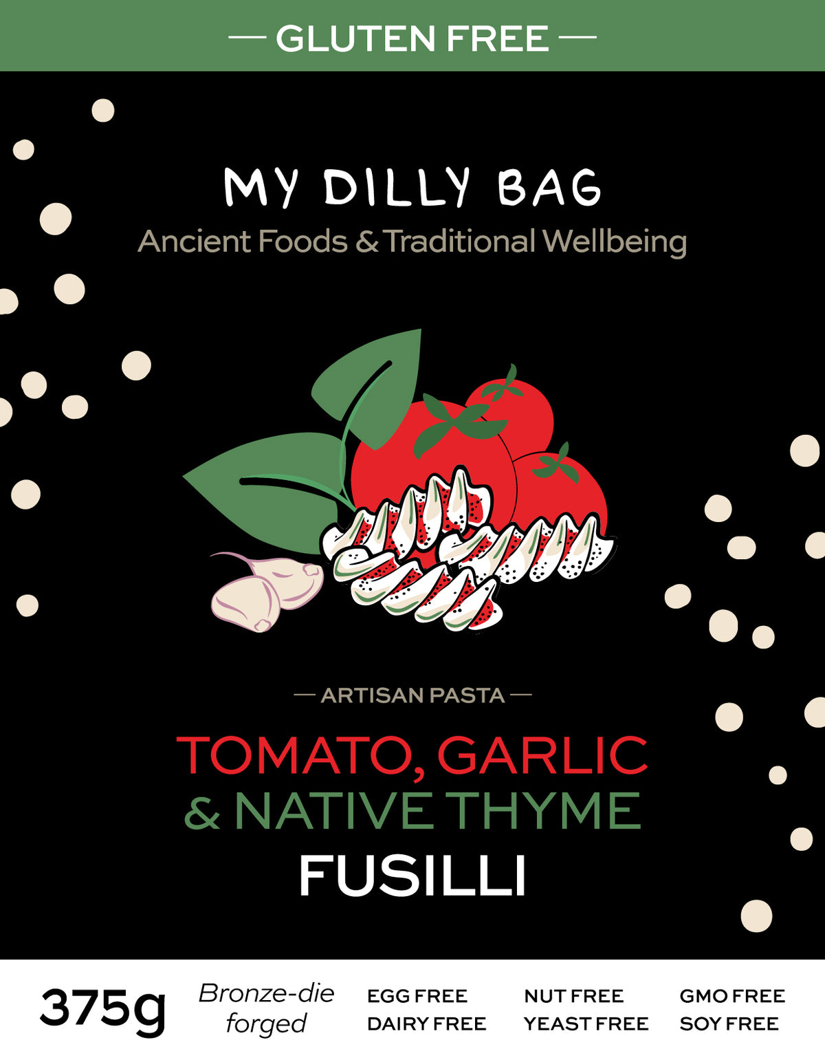 Tomato, Garlic &amp; Native Thyme Fusilli + Earth Spice Dukkah