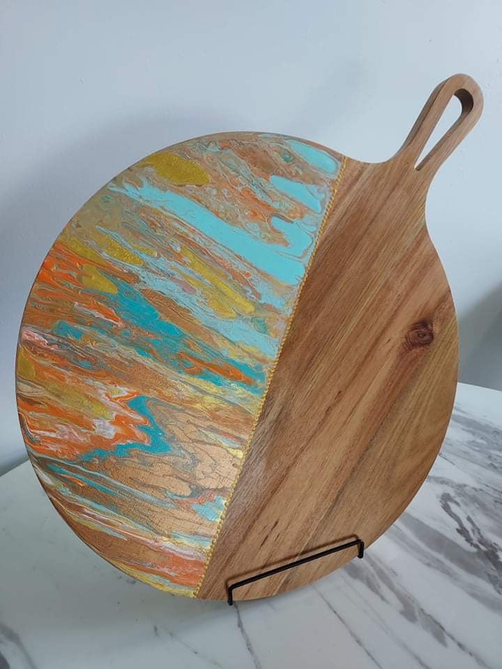 Hand Painted Large Round Serving Board